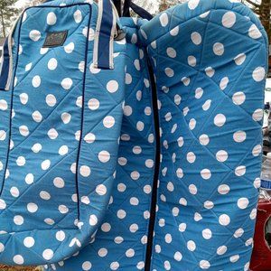 New Garment Bag and boot bag With Hanging Hook baby blue with white polka dots